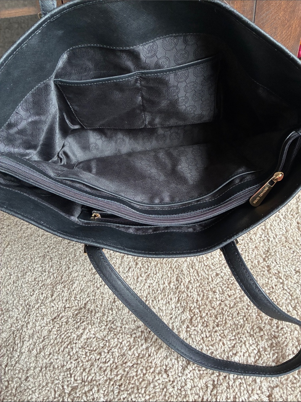 Michael Kors Black Tote with Gold MK Charm - Picture 6 of 8
